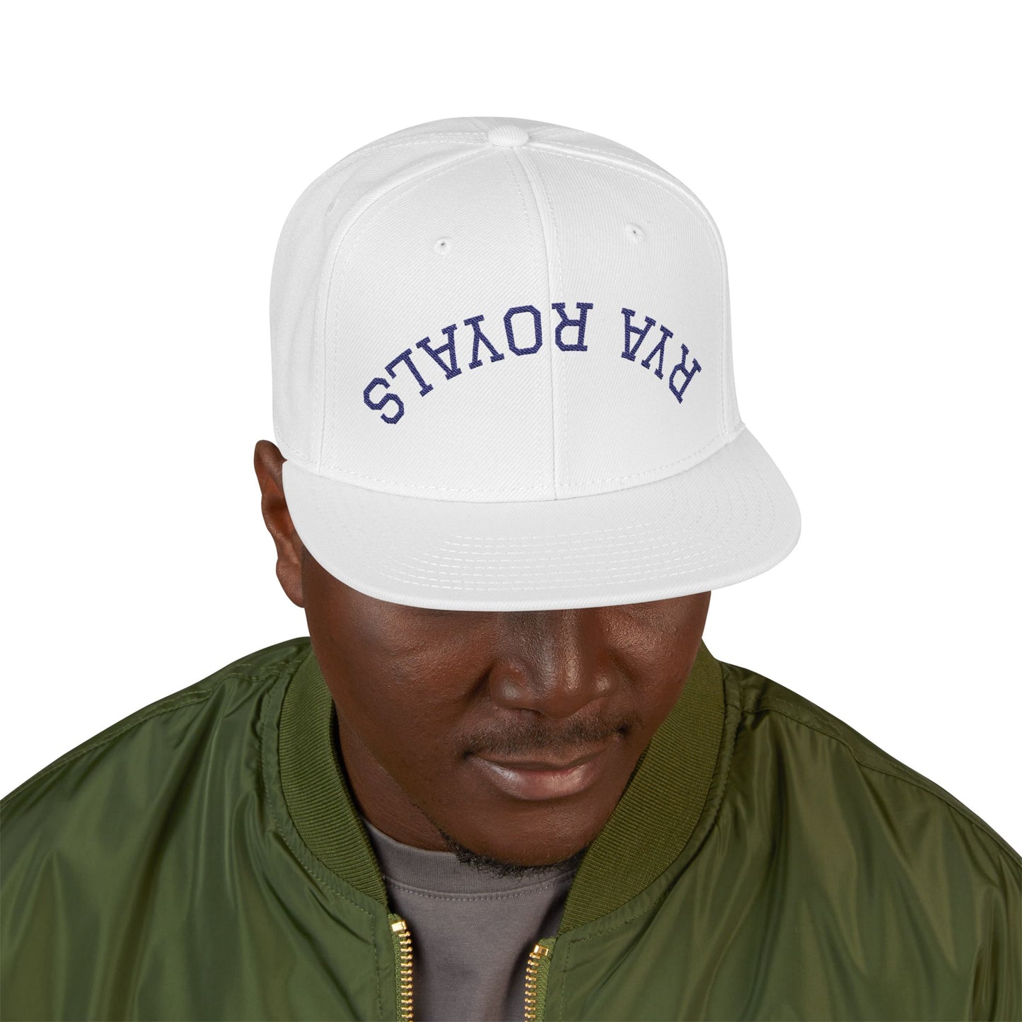 RYA Royals Embroidered Snapback Cap Navy Text