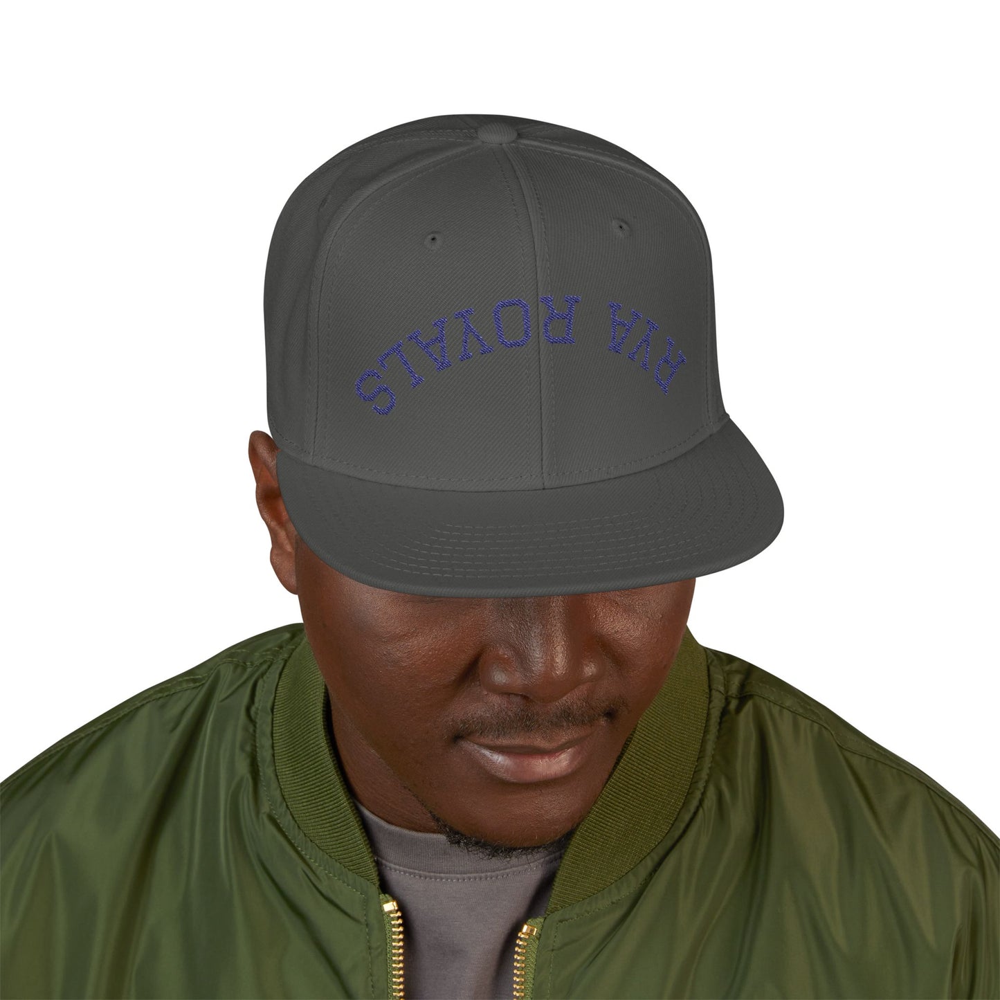 RYA Royals Embroidered Snapback Cap Navy Text