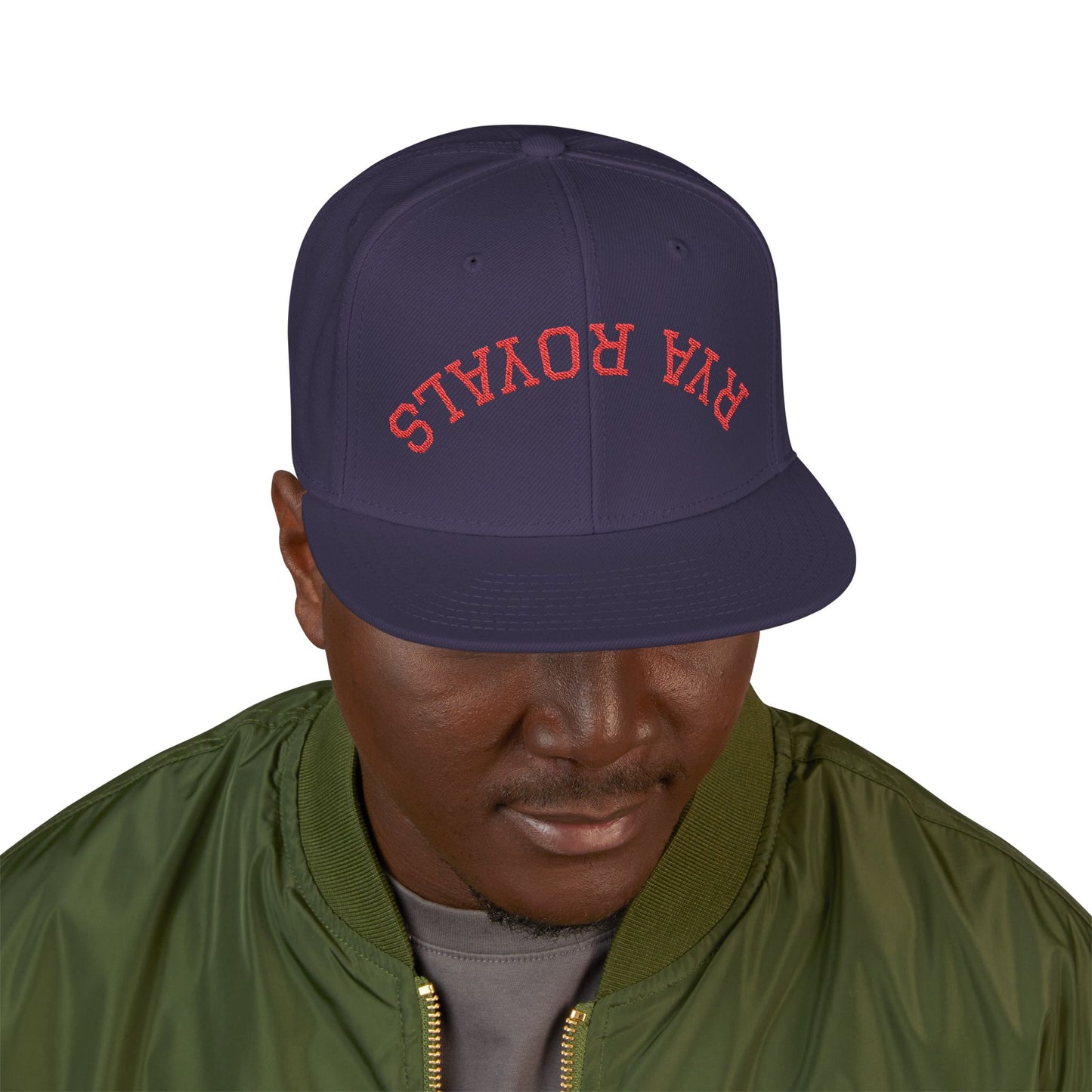 RYA Royals Embroidered Snapback Cap Red Text